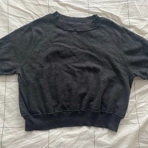 Brazeau Tricot Cropped Cashmere/Cotton Blend Sweater Gray Size 3